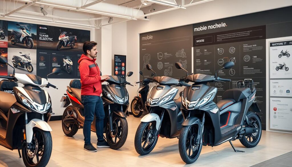 Persona eligiendo una moto eléctrica Mobie en Chile
